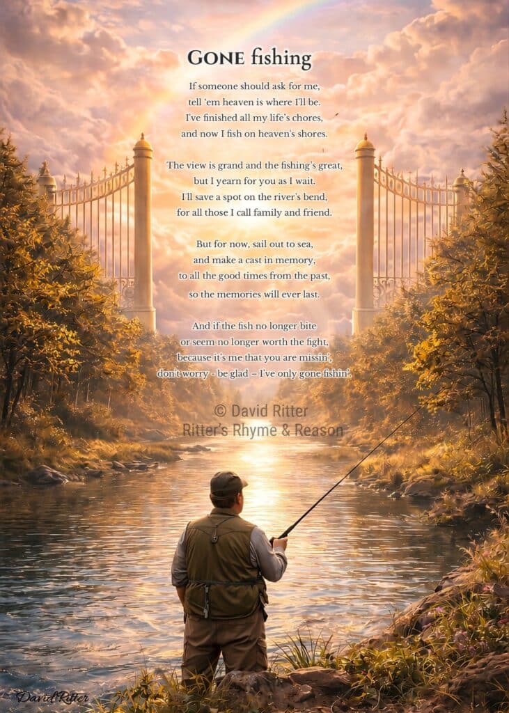 Gone Fishing memorial poem printable 5x7 preview
