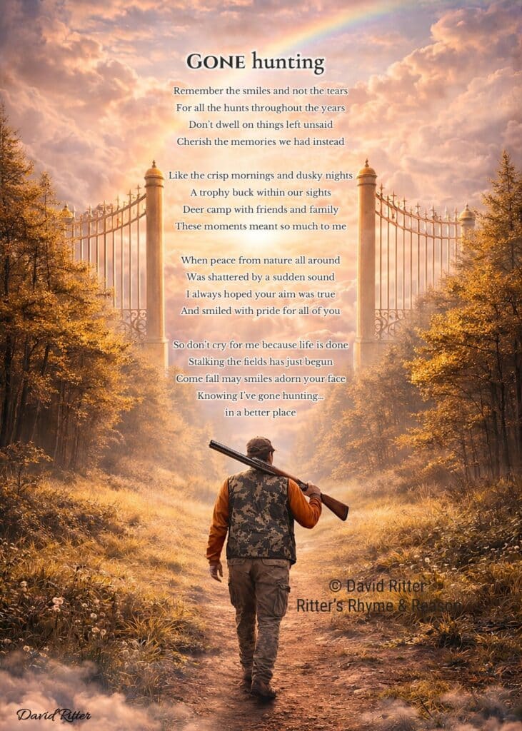 Gone Hunting memorial poem printable 5x7 preview