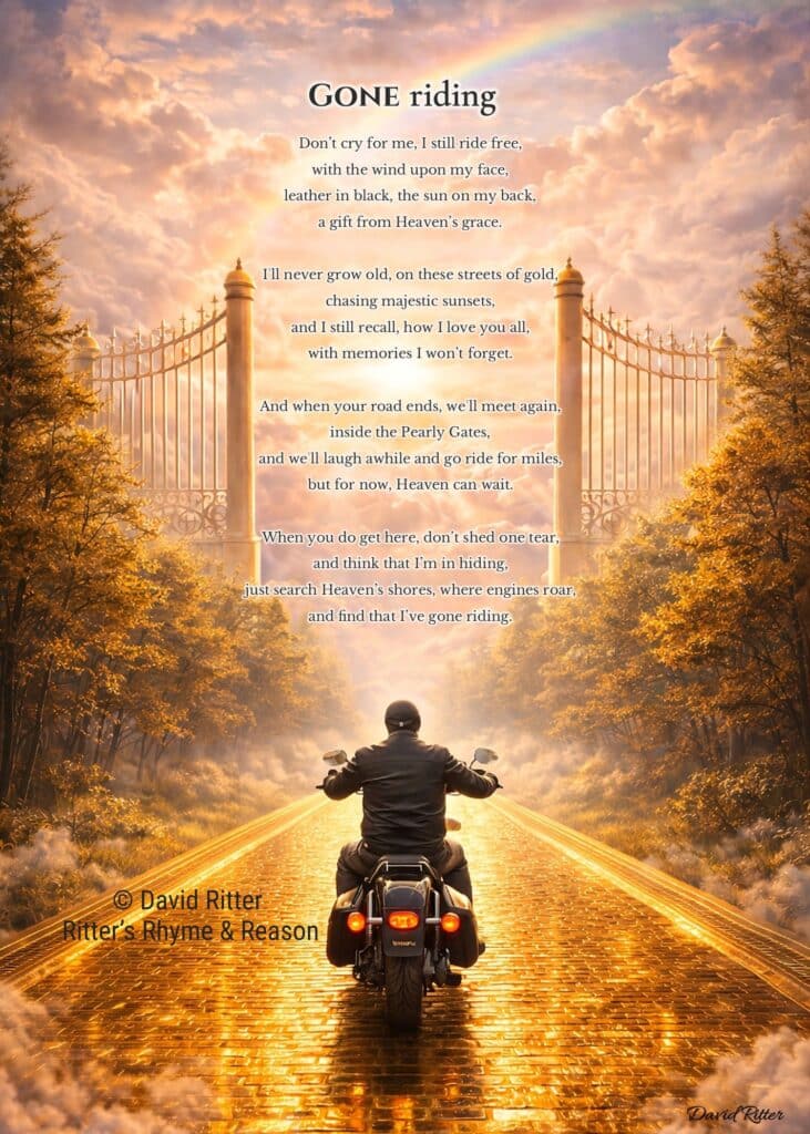 Gone Riding memorial poem printable 5x7 preview
