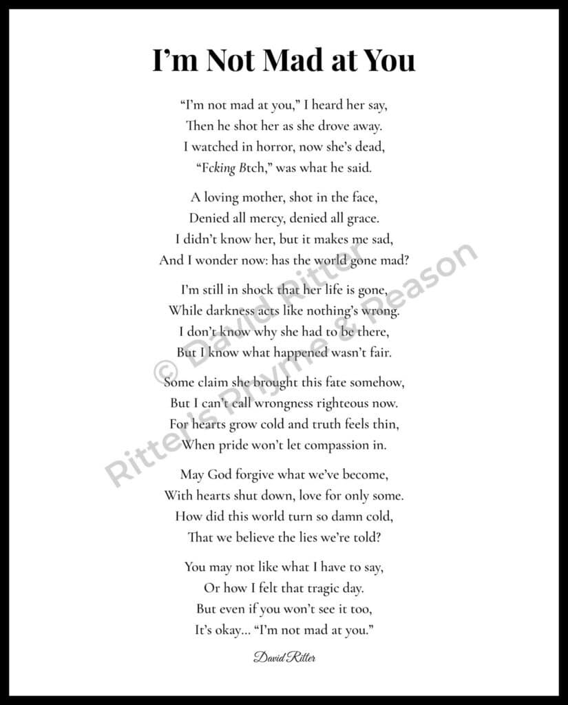 Watermarked preview of I’m Not Mad at You poem by David Ritter, 8x10 printable poem download.