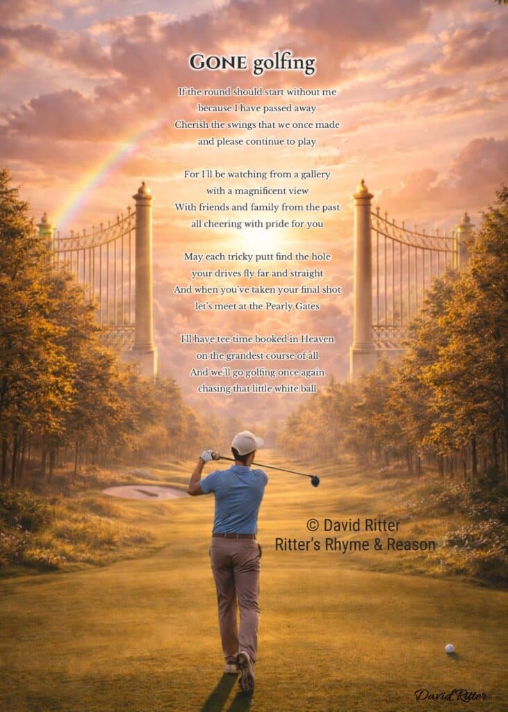 Gone Golfing memorial poem printable 5x7 preview
