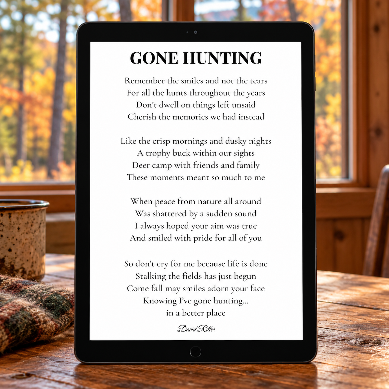 Gone Hunting memorial poem displayed as a printable remembrance gift