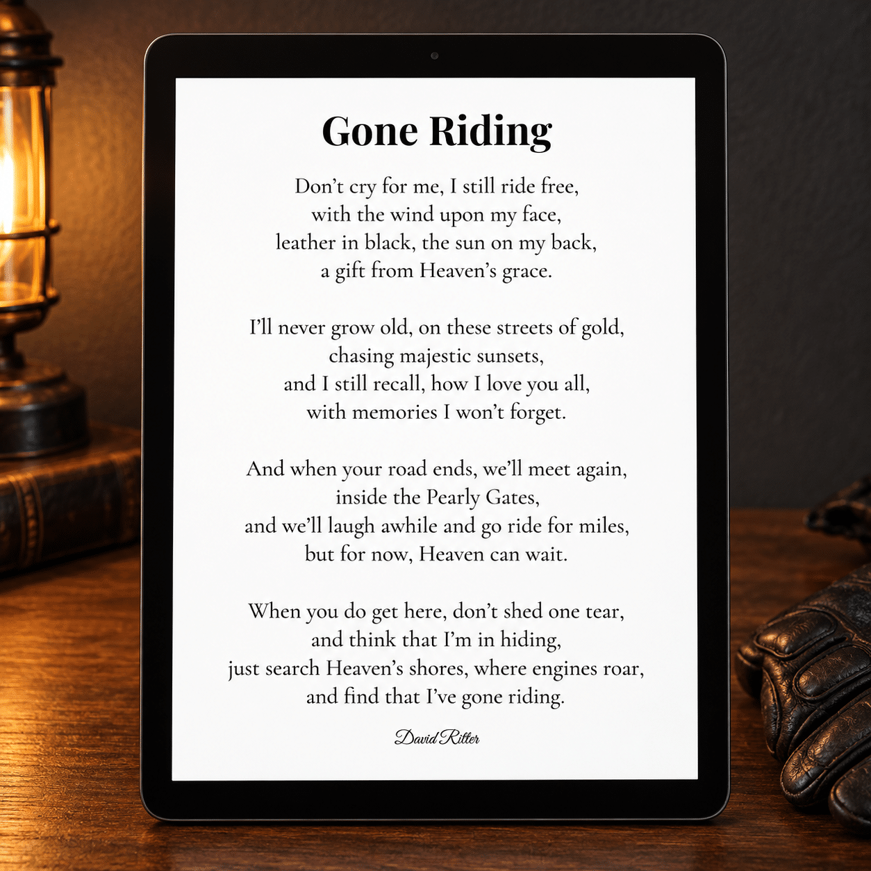 Gone Riding printable sympathy poem honoring someone who loved horses and riding