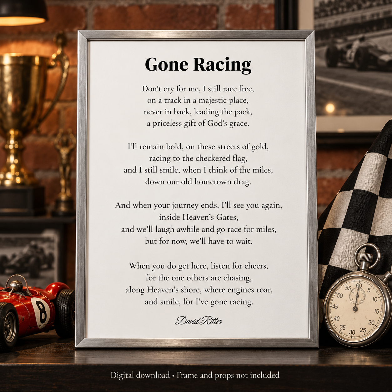 Display example of Gone Racing poem by David Ritter.