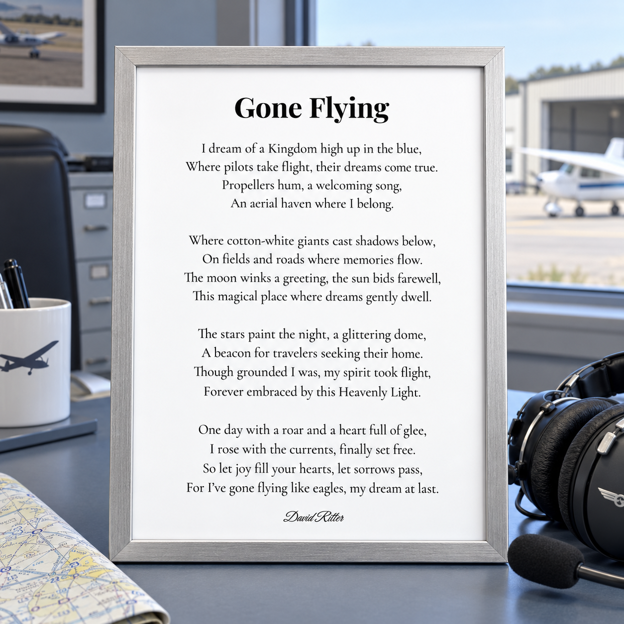 Display example of Gone Flying poem by David Ritter.