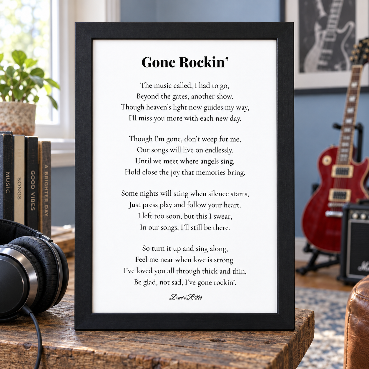 Display example of Gone Rockin’ poem by David Ritter.