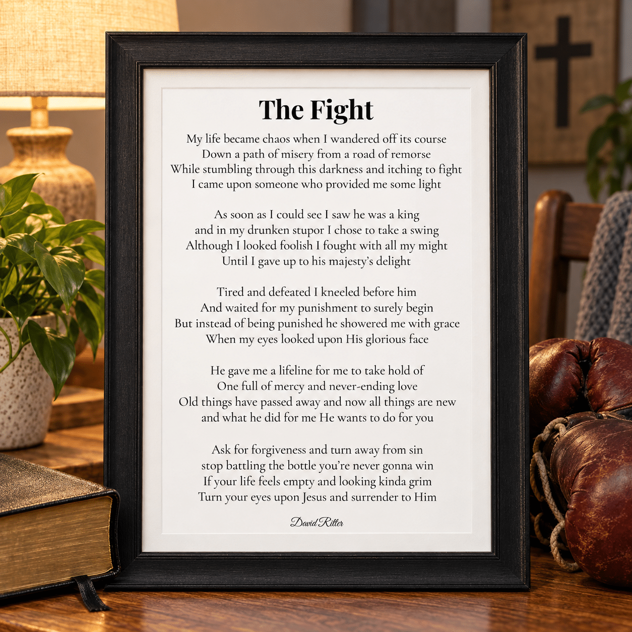 Display example of The Fight poem by David Ritter.