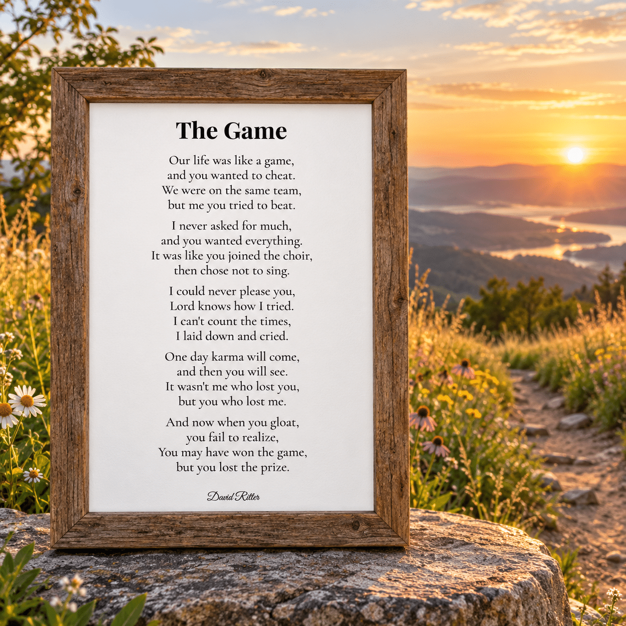 Display example of The Game poem by David Ritter.