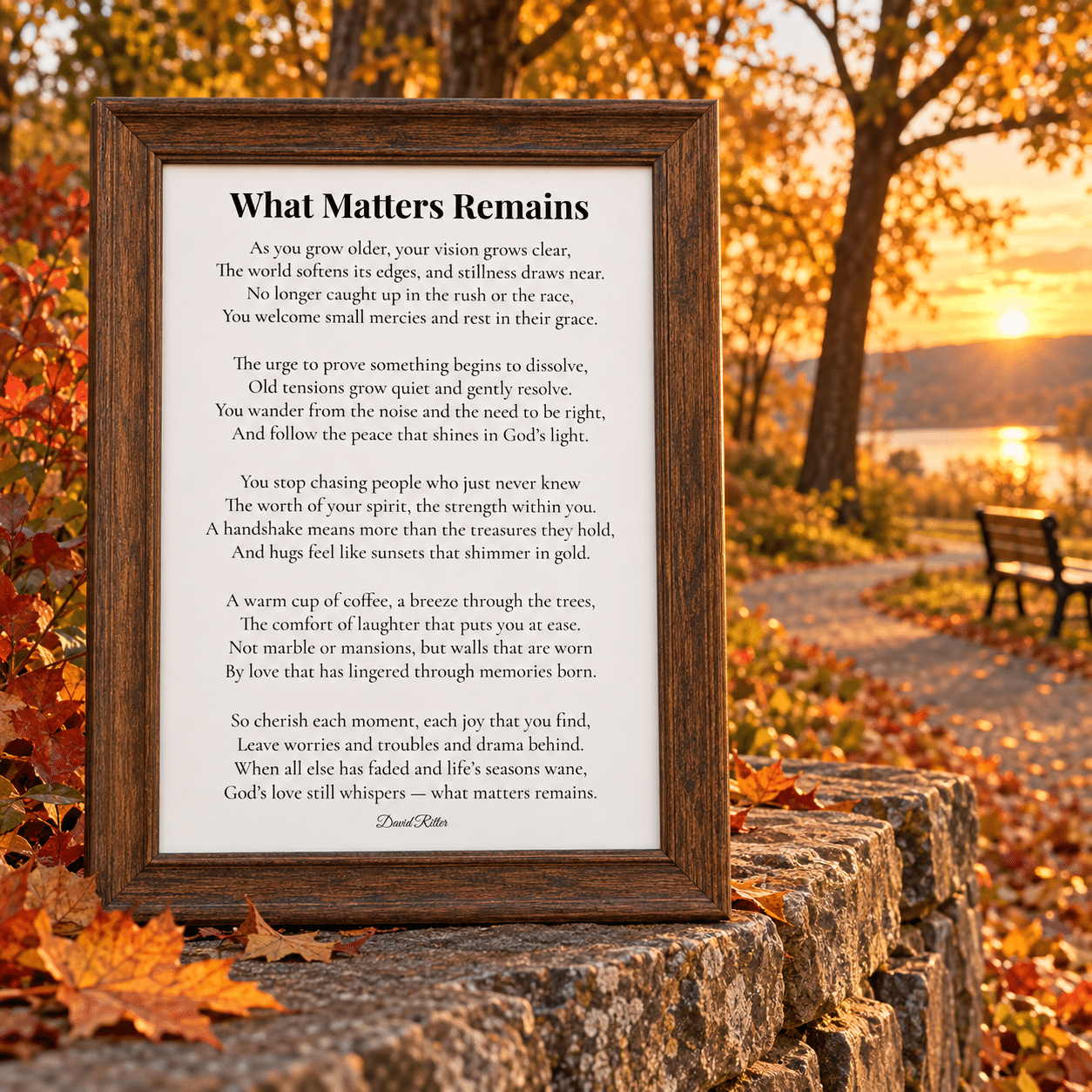 Display example of What Matters Remains poem by David Ritter.