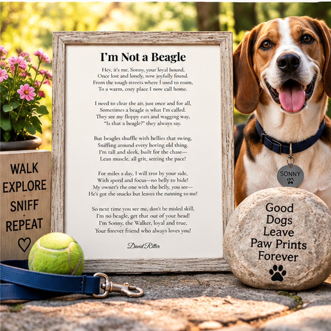 Display example of I’m Not a Beagle poem by David Ritter.