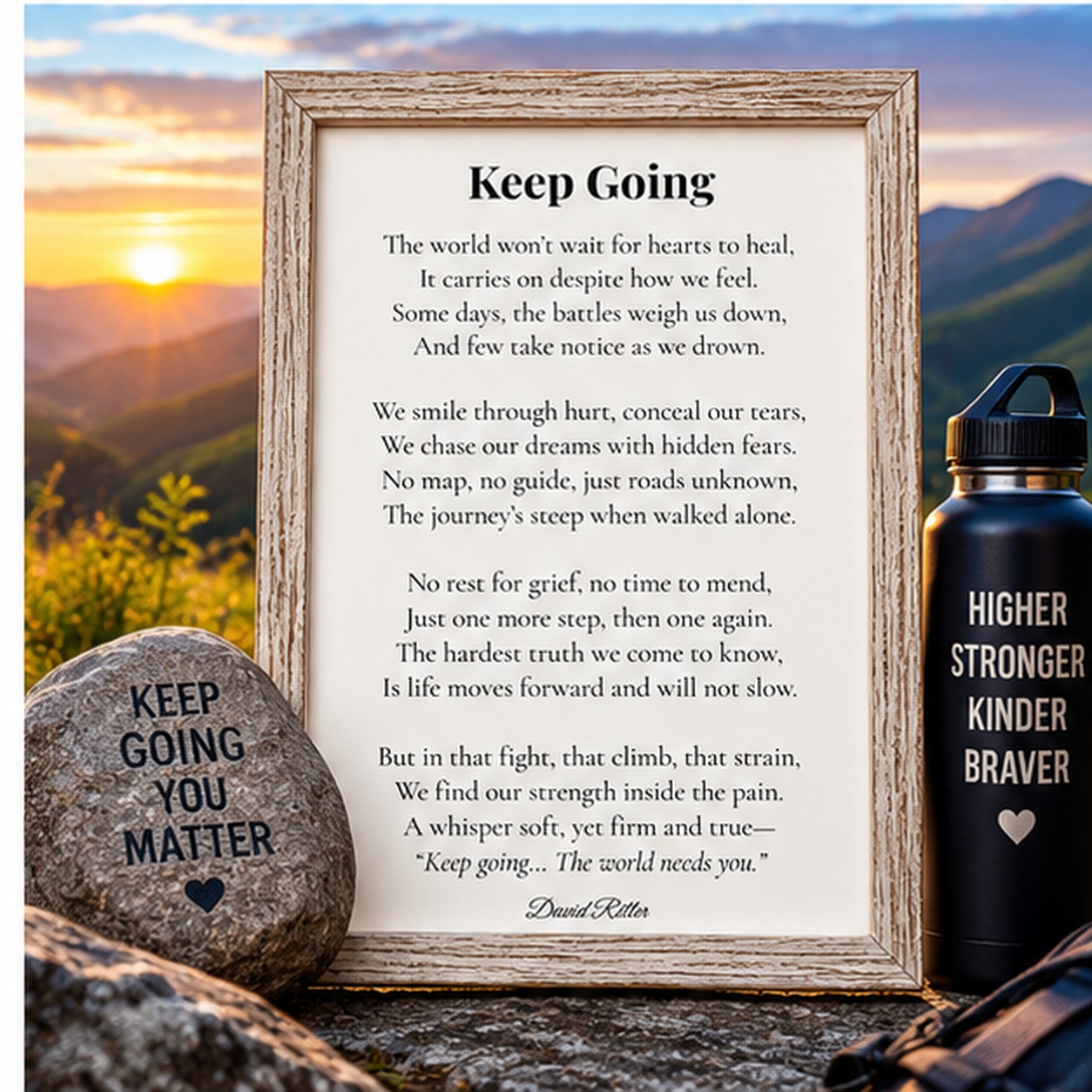 Display example of Keep Going poem by David Ritter.