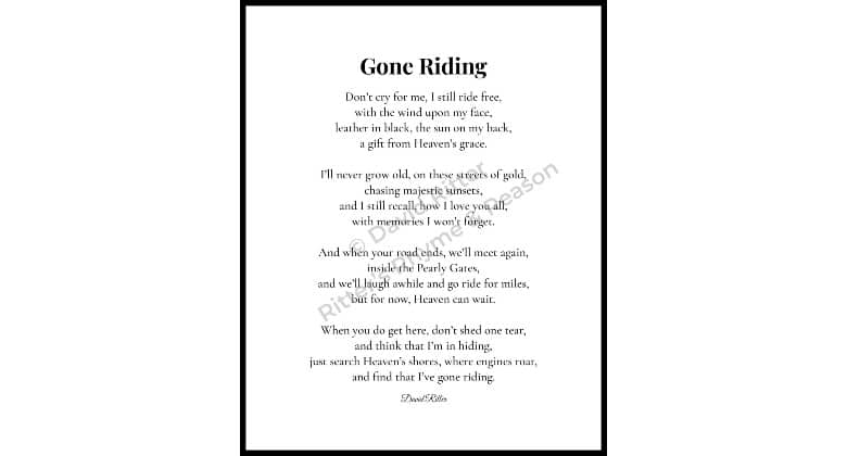 Gone Riding – Memorial Poem Download by David Ritter - Ritters Rhyme ...